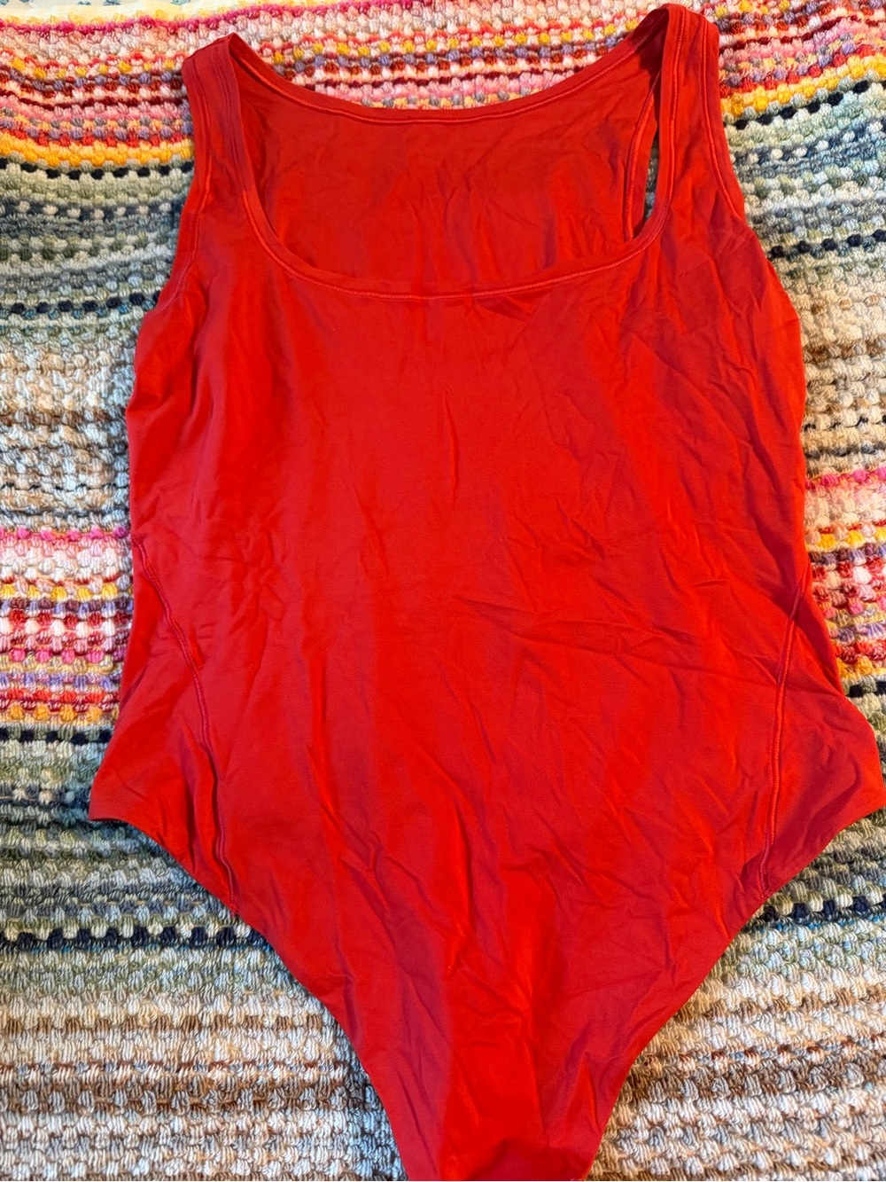 Lululemon Wundermost Ultra-Soft
Nulu Square-Neck Sleeveless Bodysuit Red